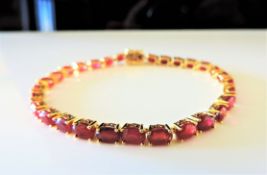 Gold on Sterling Silver 18ct Ruby Tennis Bracelet