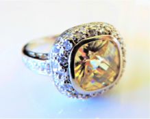 Sterling Silver 6 ct Lemon Citrine Ring Size T1/2