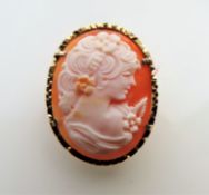 Vintage Gold on Sterling Silver Cameo Brooch