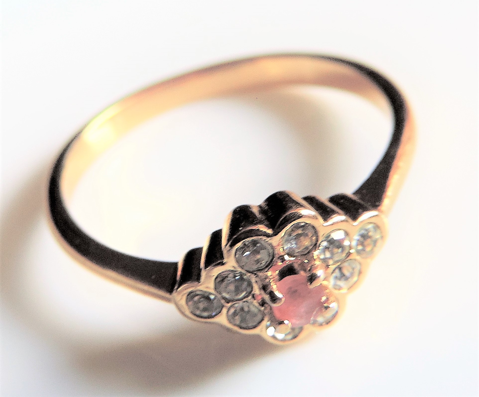 Ruby & White Gemstone Ring Size S - Image 2 of 2