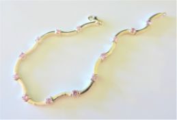 Sterling Silver Pink Topaz Tennis Bracelet