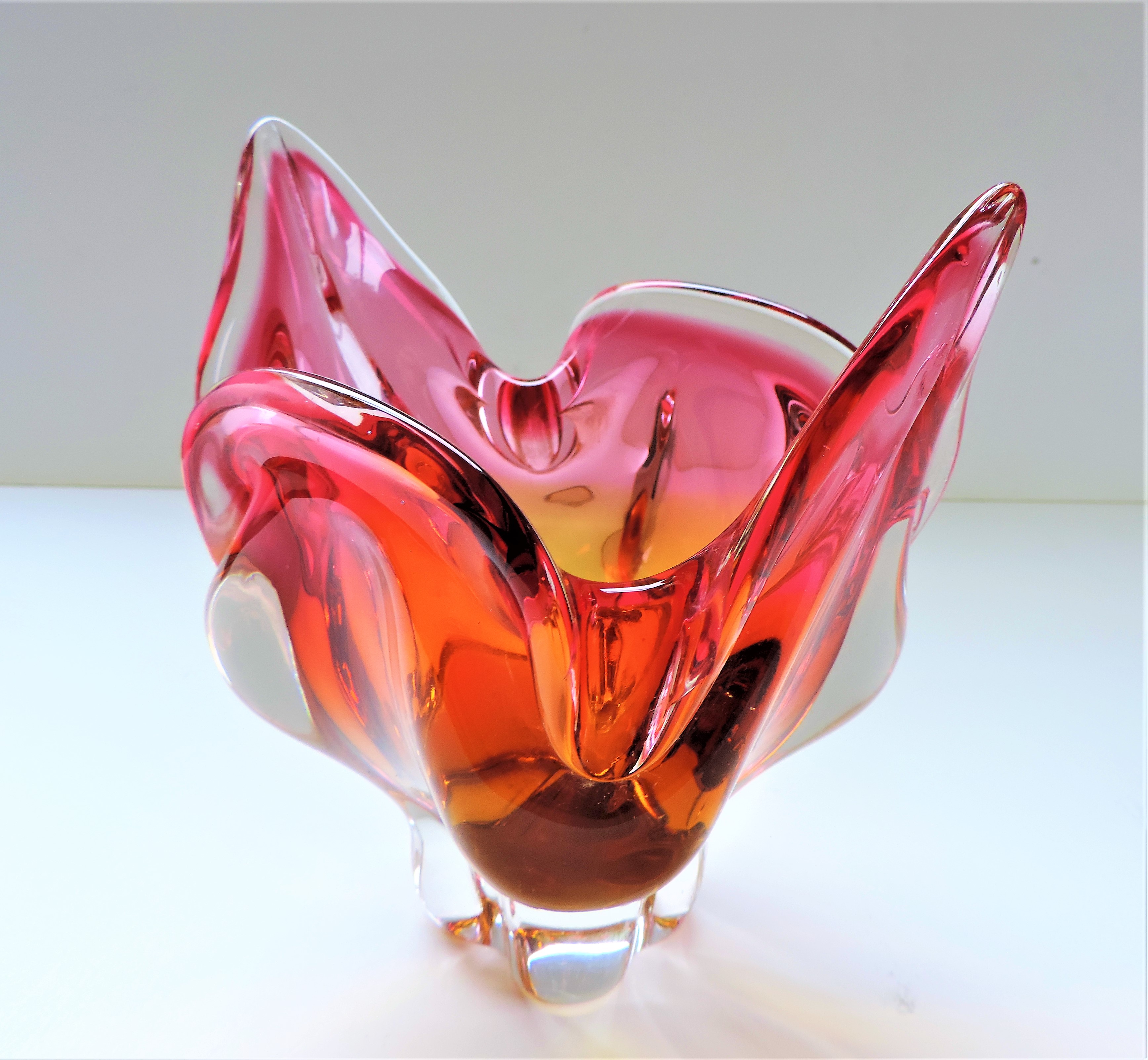 Vintage Art Glass Bowl By Josef Hospodka For Chribska Glassworks c. 1960's