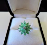 Sterling Silver 4.14 ct Emerald Ring Size O