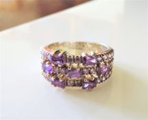 Sterling Silver Amethyst and White Topaz Ring