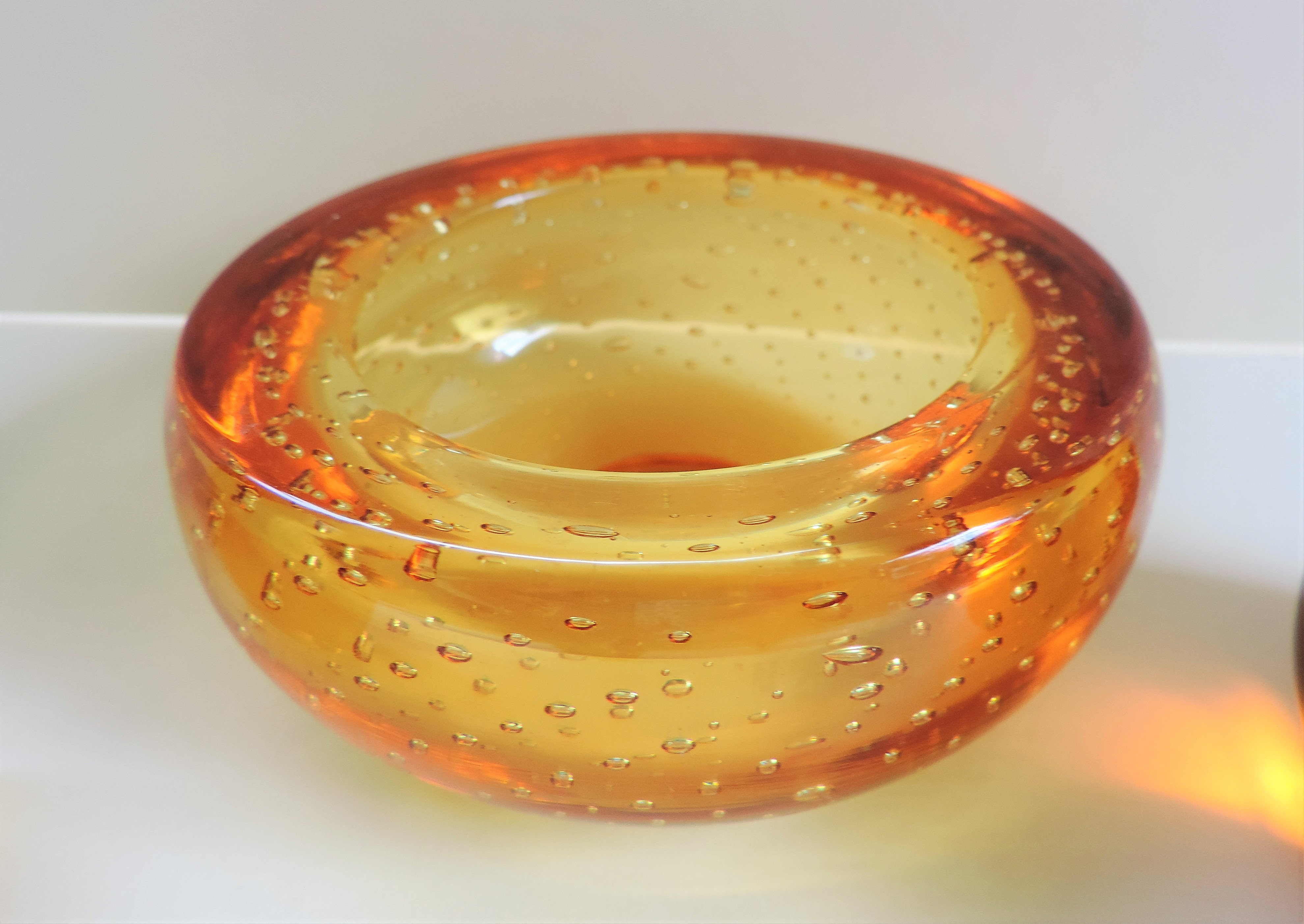 Whitefriars Glass 3 Items Whitefriars Amber Bubble Glass - Image 5 of 6