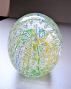 Art Glass Paperweight Bubbles & Fireworks