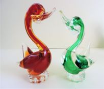 Pair of Vintage Murano Art Glass Animal Sculptures