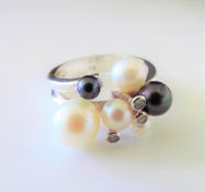 Cultured Pearl Ring in Sterling Silver
