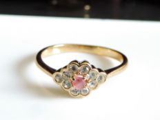 Ruby & White Gemstone Ring Size S