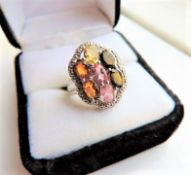 Sterling Silver 1.15 ct Topaz, Citrine & Tourmaline Gemstone Ring