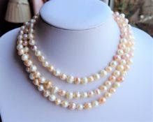 44 Inch Baroque Peaches & Cream Cultured Pearl Necklace