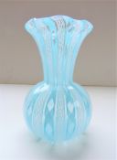 Vintage Murano Latticino Ribbon Glass Vase