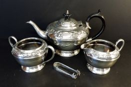 Antique Silver Plate Repousse Decorated Tea Set