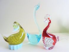 Vintage Murano Glass Animal Sculptures x 3