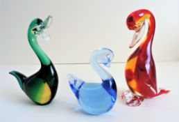 Vintage Murano Glass Animal Sculptures x 3