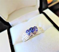 Sterling Silver Tanzanite & Topaz Ring Size R1/2