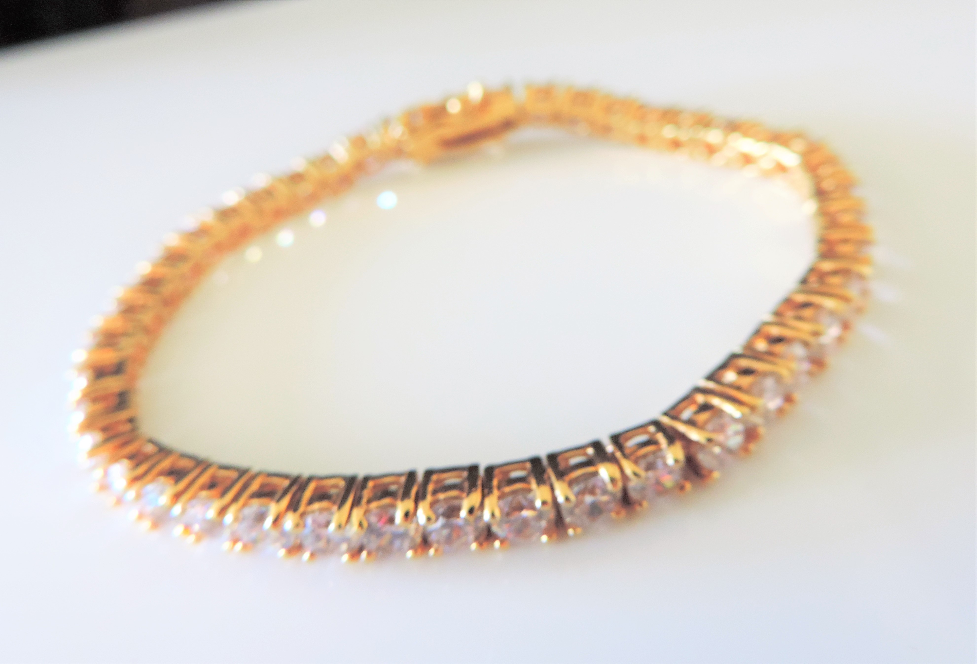 Gold on Sterling Silver Tennis Bracelet - Image 4 of 4
