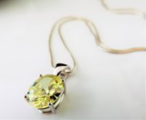 Sterling Silver 4.5 ct Lemon Citrine Pendant Necklace