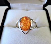 Sterling Silver Baltic Amber Ring