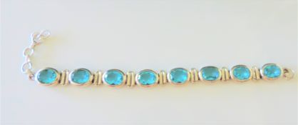 Sterling Silver 24.5 ct Blue Topaz Bracelet