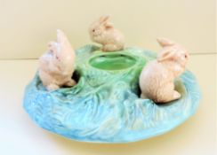 Vintage SYLVAC Pottery Bunnies at Play Posy Vase Centrepiece Decoration