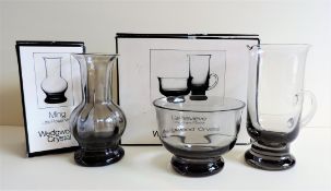 Vintage Wedgwood Crystal Cream, Sugar and Vase Set