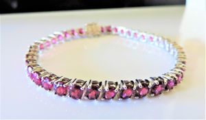 Sterling Silver 20ct Pink Tourmaline Tennis Bracelet