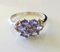 Sterling Silver Tanzanite Cluster Ring