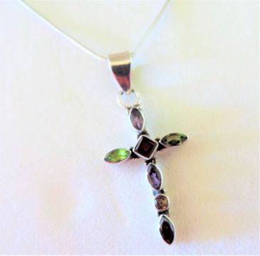 Sterling Silver Tutti Frutti Gemstone Pendant Necklace - Image 2 of 2
