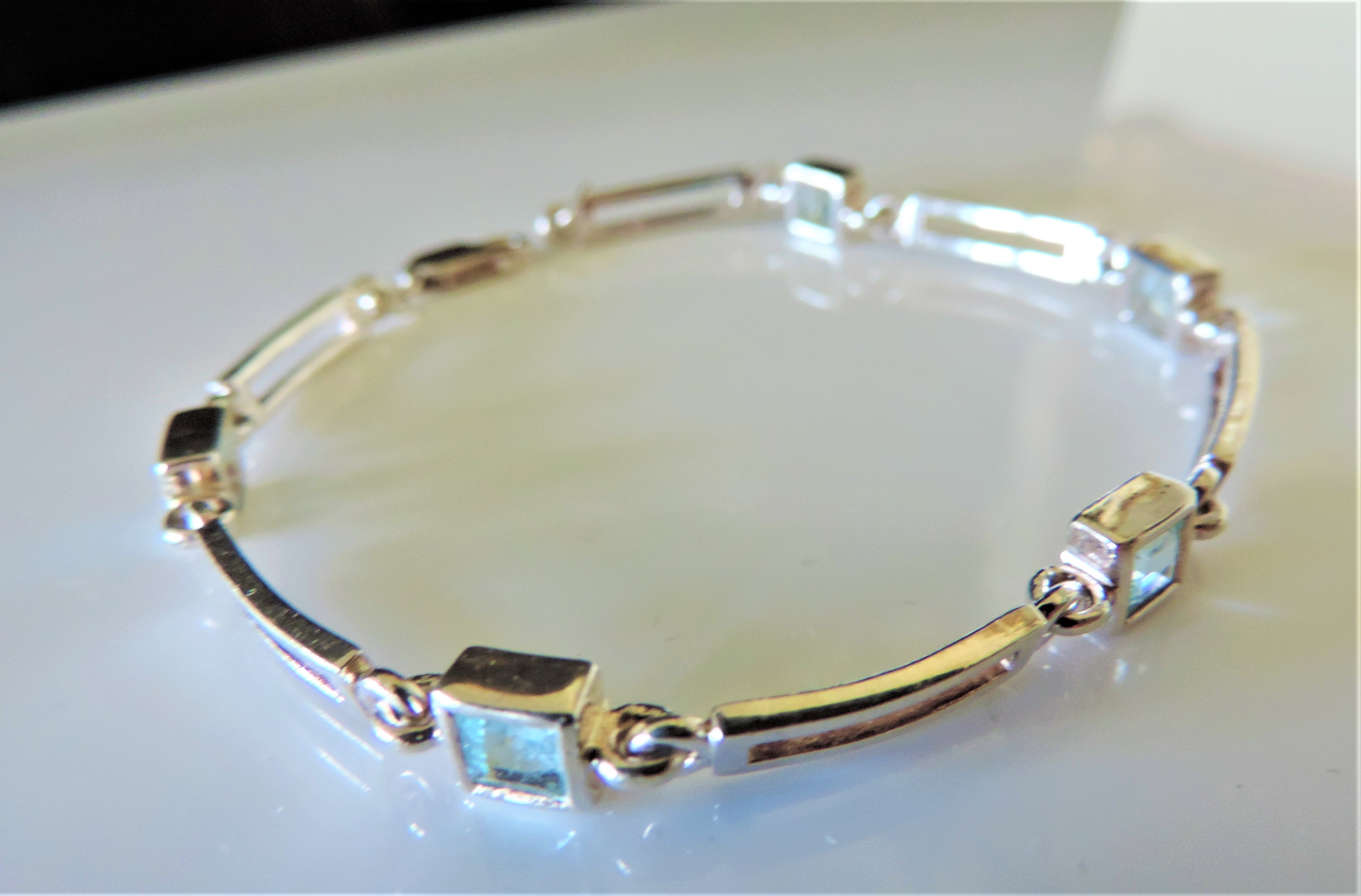 Sterling Silver 3.5 carat Blue Topaz Bracelet