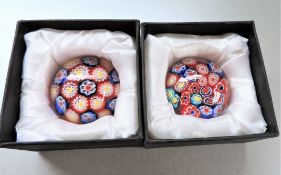 Millefiori Art Glass Paperweights Boxed New