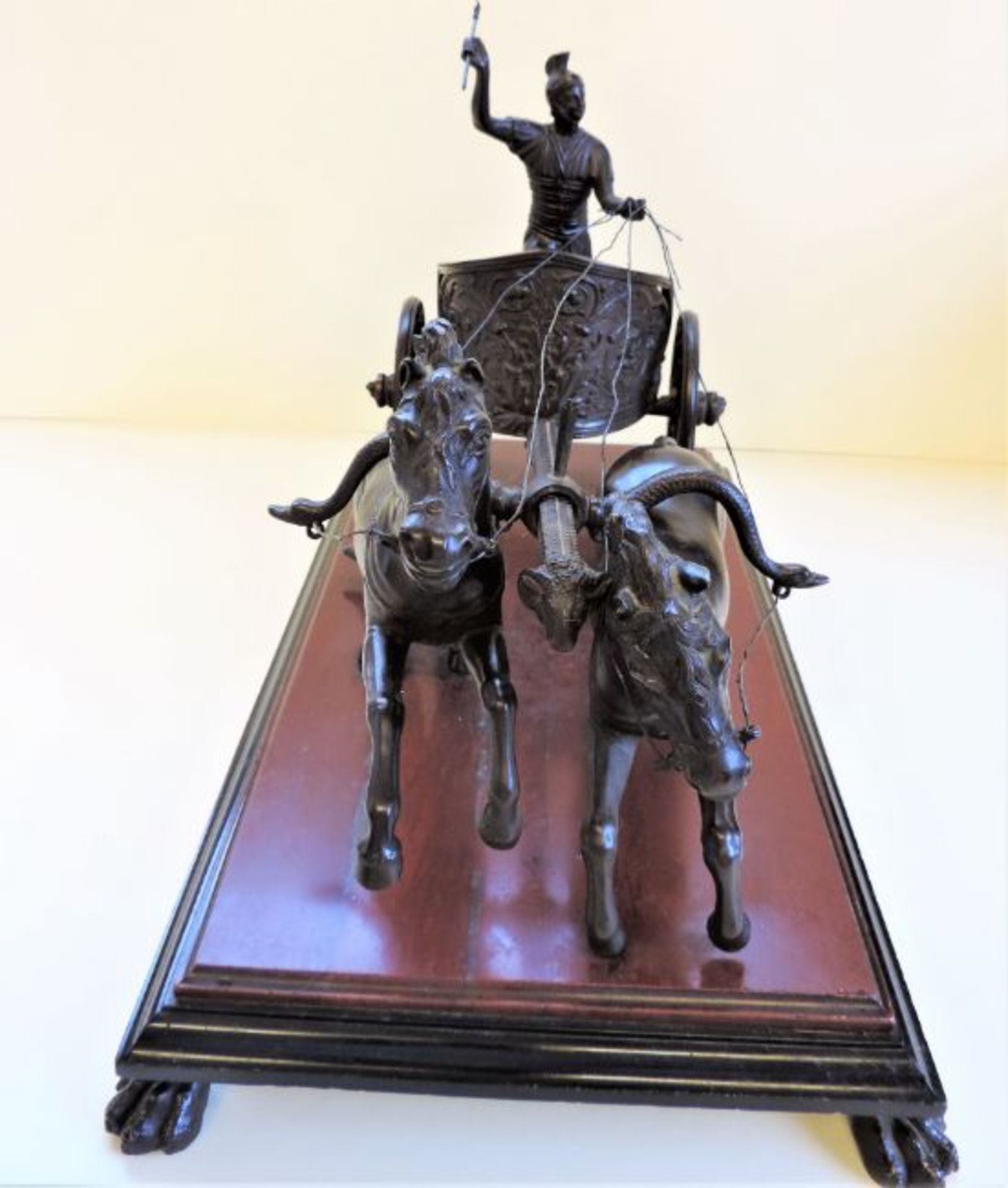 Antique French Bronze Sculpture Roman Charioteer on Marble Base c.1850's - Image 6 of 9