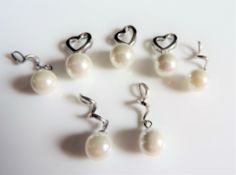 7 x Sterling Silver Pearl Pendants