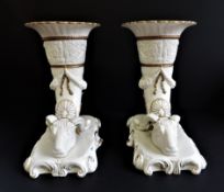 Vintage Italian Porcellane D'arte Agostinelli Cornucopia Vases