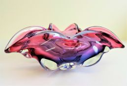 Seguso Murano Sommerso Glass Centerpiece Bowl c. 1960s