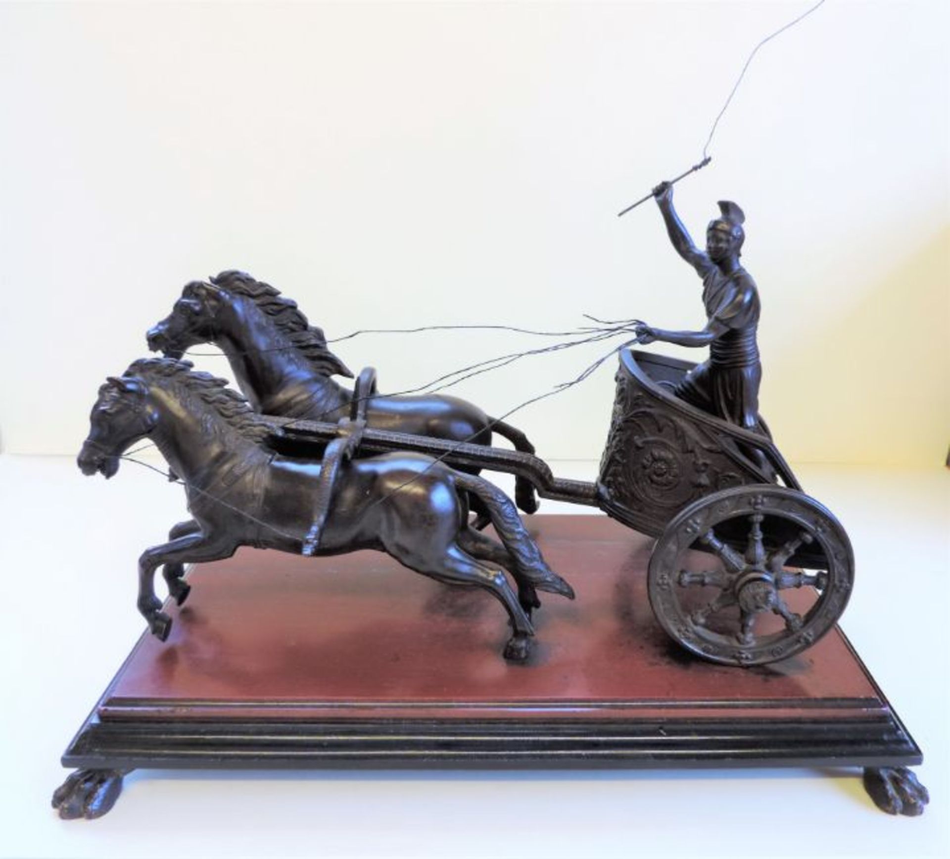 Antique French Bronze Sculpture Roman Charioteer on Marble Base c.1850's - Image 2 of 9