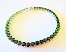 Sterling Silver 10 ct Green Tourmaline Tennis Bracelet