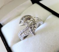 Sterling Silver White Topaz Gemstone Ring Size Q