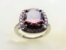 Sterling Silver Pink Gemstone Cocktail Ring