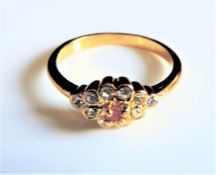 Ruby & White Gemstone Ring Size Q