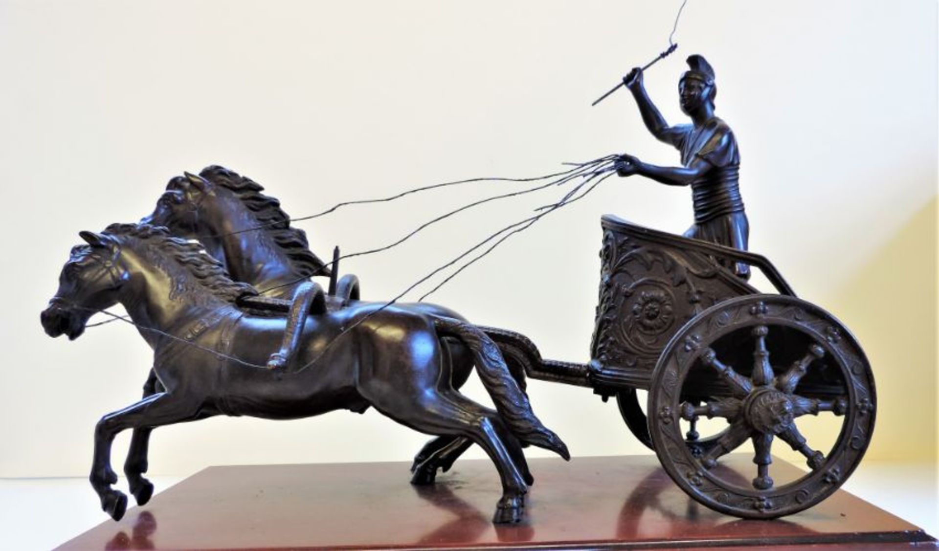 Antique French Bronze Sculpture Roman Charioteer on Marble Base c.1850's - Image 3 of 9