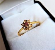 Ruby Ring with White Gemstones Size S