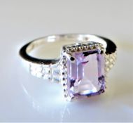 Sterling Silver 2.25ct Amethyst Ring Size R1/2