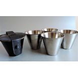 Ria Denmark Stainless Steel Stirrup Cups Set of 4 With Leather Case