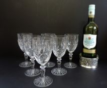 Vintage Crystal Wine Glasses & Silver Plate Bottle Coaster