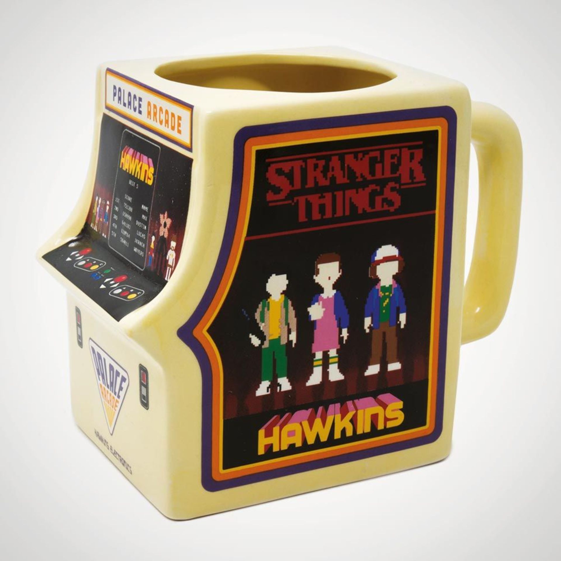 (R11C) 10 Items. 3x Stranger Things Palace Arcade Machine Sculpted Mug. 3x Love Stinks DC Harley Qu