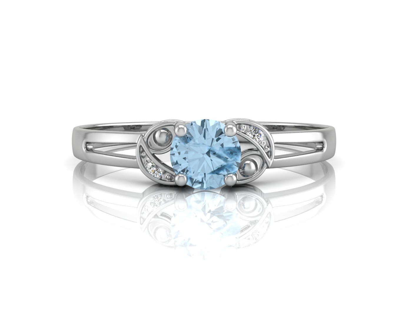 9k White Gold Fancy Cluster Diamond And Blue Topaz Ring 0.01 Carats - Image 4 of 4
