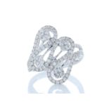 18k White Gold Fancy Cluster Diamond Ring 1.15 Carats