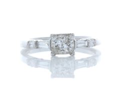 18k White Gold Single Stone Princess Cut Diamond Ring With Set Shoulders (0.72) 0.96 Carats