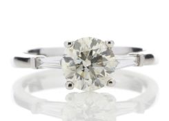 18k White Gold Single Stone Diamond Ring With Stone Set Shoulders (1.50) 1.62 Carats
